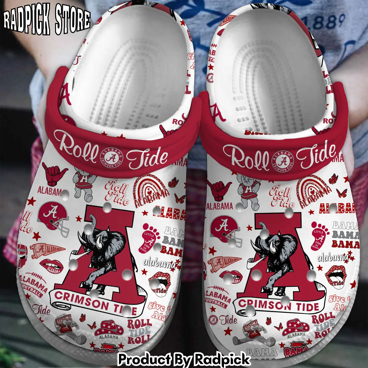 Radpick alabama crimson tide ncaa sport crocss crocband clogs shoes comfortable for men women and kids footwearelite exclusive nqm rp6528299
